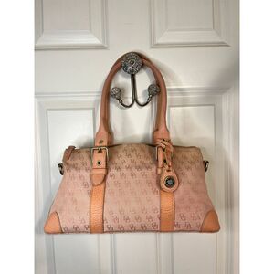Vintage Y2K Dooney & Bourke Light Pink Signature Canvas Domed Satchel Purse